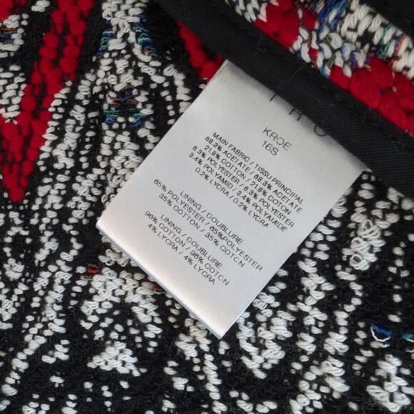 IRO Kroe Tweed Jacquard Black/Red Open Front Long Sleeve Jacket Blazer, sz 36/S - Picture 8 of 9